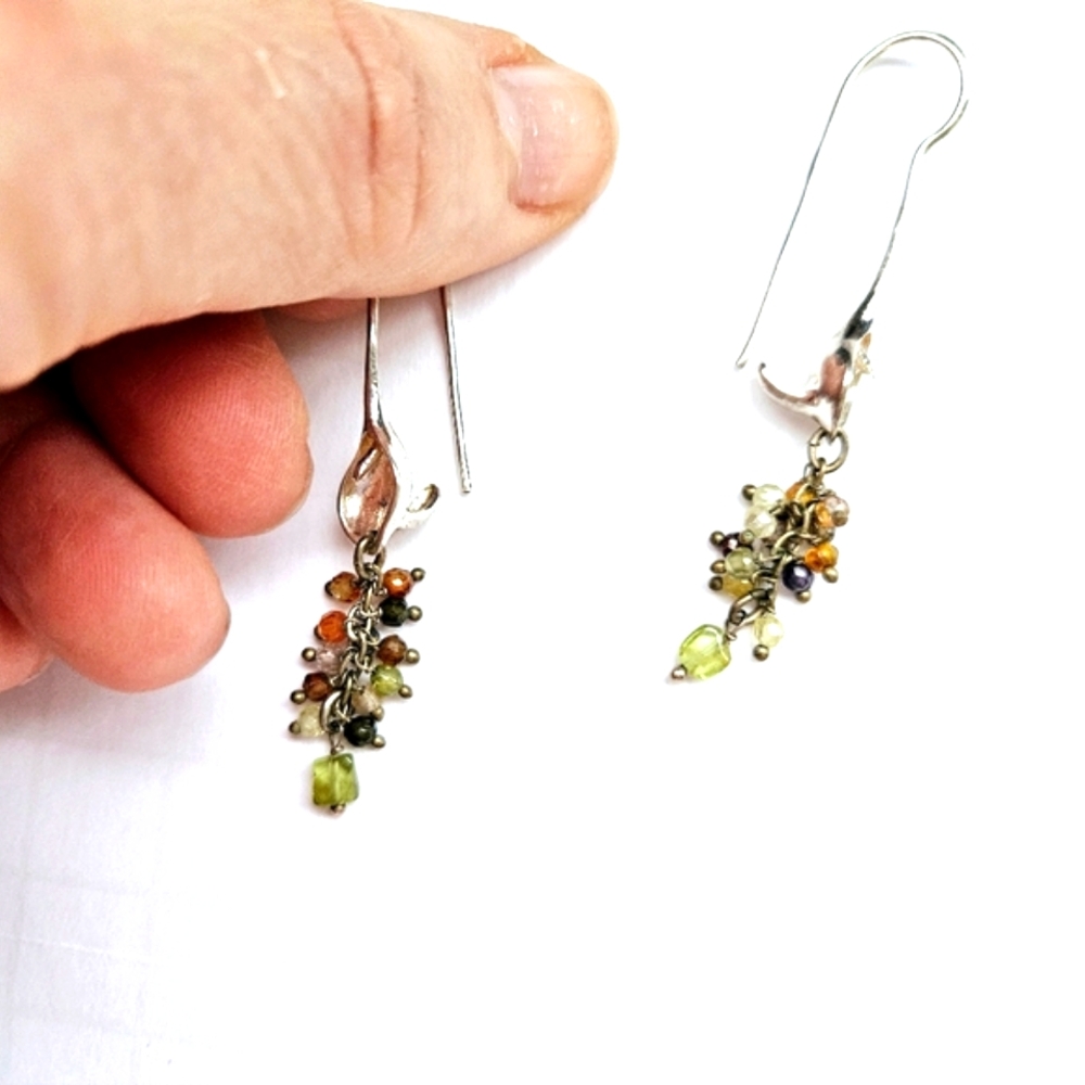 Multi gem dangling earrings